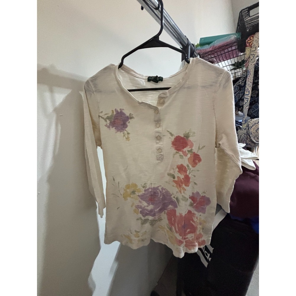 Ralph Lauren Petite. Lauren Jeans Co. White floral Shirt